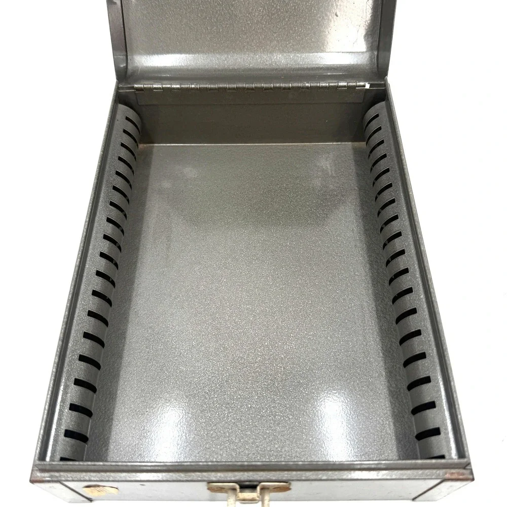 Industrial Metal File Storage Box 10x8x4 Gray‎ Vintage Organizer